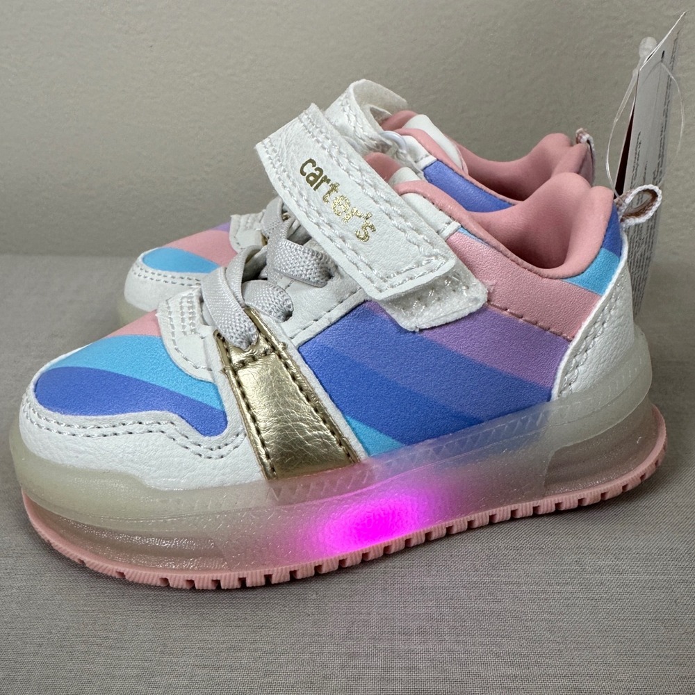 Carter's Toddler's 4 Hirano Light-Up Sneakers White Multi CF25G17B‎ NEW